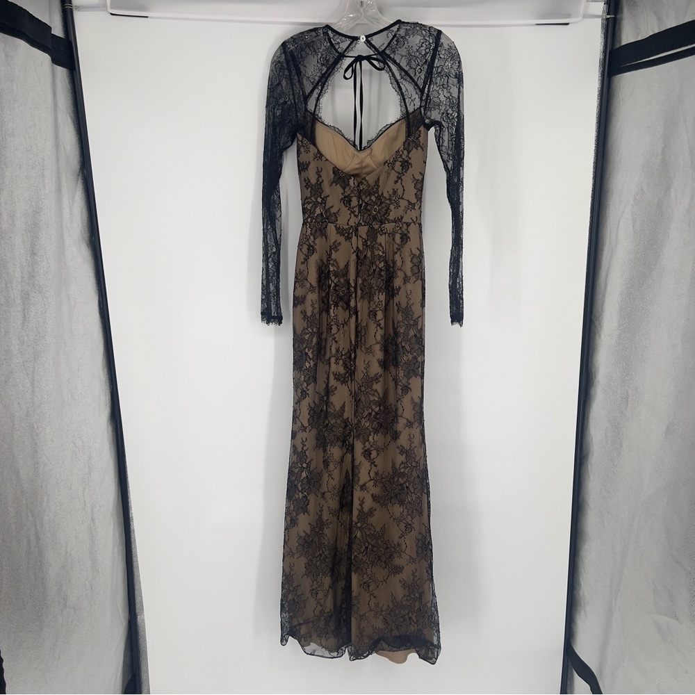 Katie May Los Angeles Persia Black Lace Sweetheart Long Sleeve Formal Maxi Dress - Picture 6 of 10